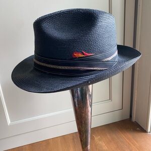 Vintage Pinzano Milan Pinched Straw Fedora Hat It… - image 1